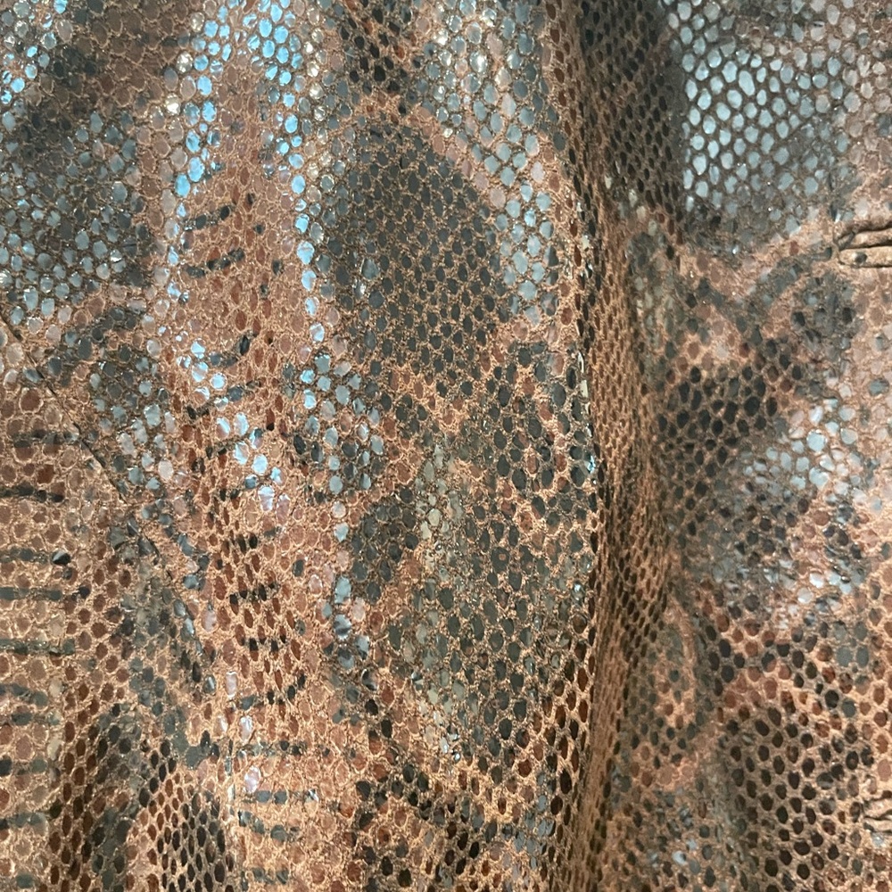 Brown Snake Print Leather 3/4 Coat size medium - Picture 8 of 11